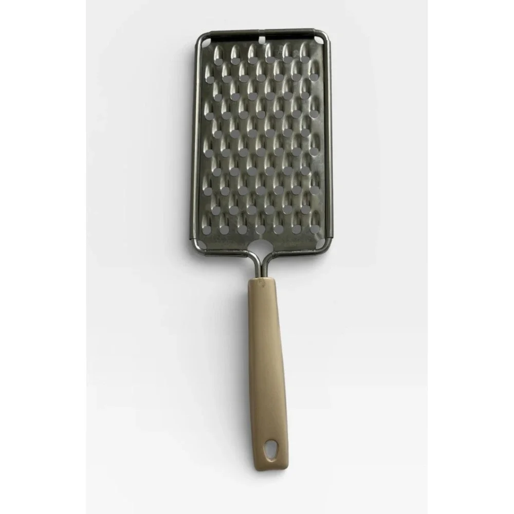 Vintage EKCO USA Stainless Steel Handheld Cheese‎ Grater Almond Tan Handle Retro